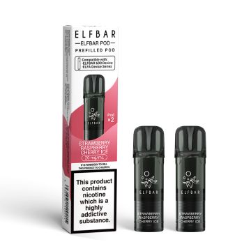 Strawberry Raspberry Cherry Ice 2pk ELFBAR 600 Prefilled Pod 20mg