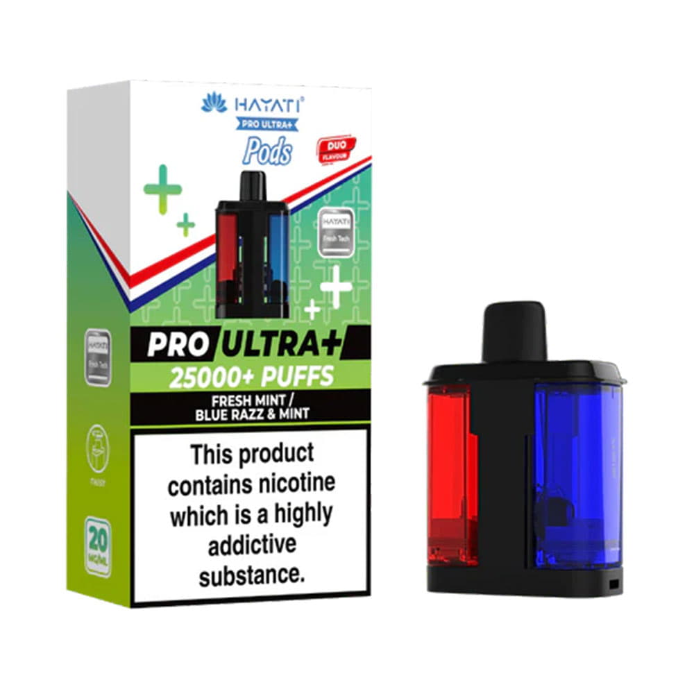 Fresh Mint / Blue Razz & Mint 1pk - Hayati Pro Ultra+ 25K Prefilled Pod - 20mg