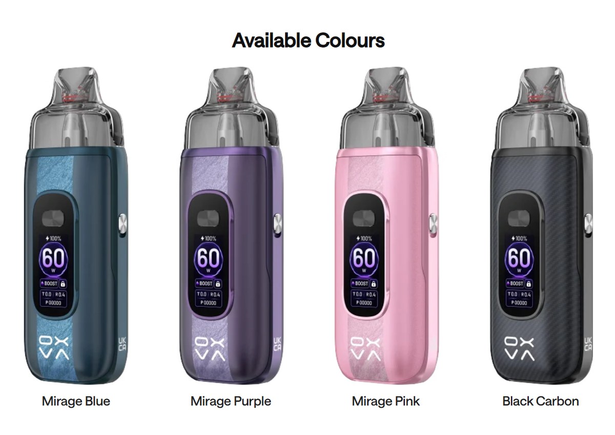 VPrime 2 colours: Mirage Blue, Mirage Purple, Mirage Pink and Black Carbon